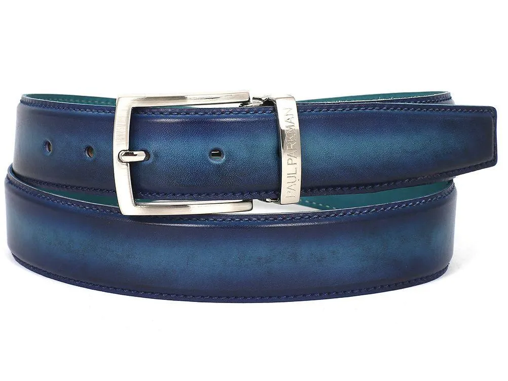 Paul Parkman Paul Parkman Men's Ocean Blue Leather Penny Loafers