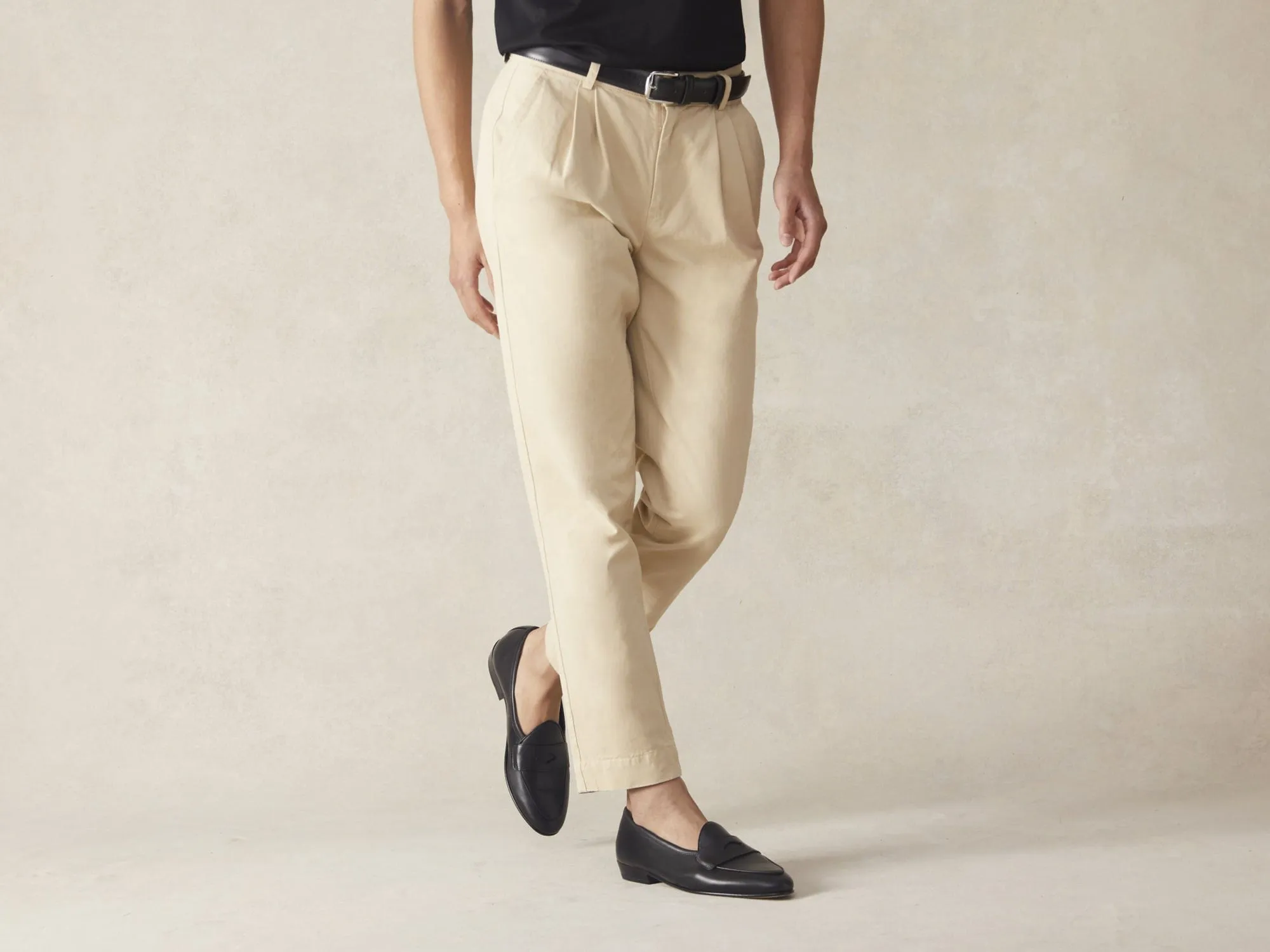 Sagan Classic Ginkgo Loafers in Black Drape Calf with Leather Sole