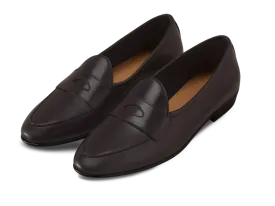 Sagan Classic Ginkgo Loafers in Dark Brown Drape Calf with Leather Sole