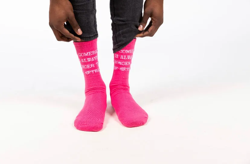 Tall Hot Pink Motivational Socks