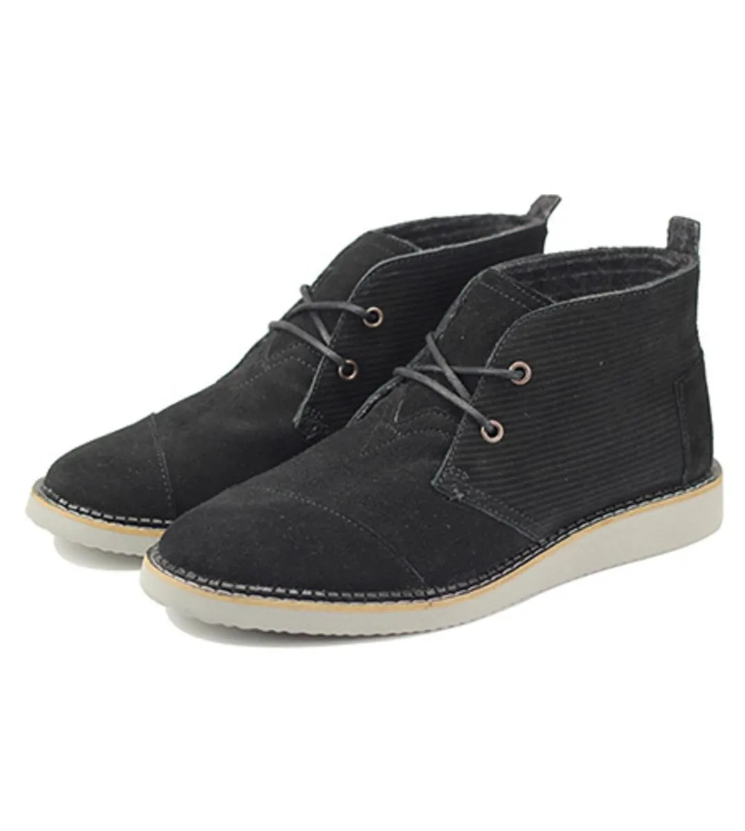 Toms for Men: Mateo Chukka Black Embossed Suede Boots