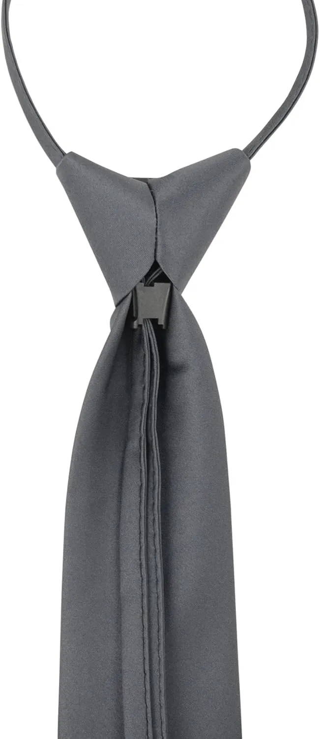 Vesuvio Napoli PreTied Men's Necktie Solid Color Mens Adjustable Zipper Neck Tie