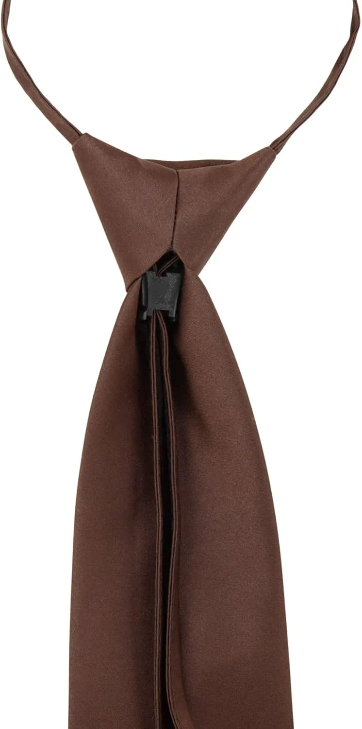 Vesuvio Napoli PreTied Men's Necktie Solid Color Mens Adjustable Zipper Neck Tie