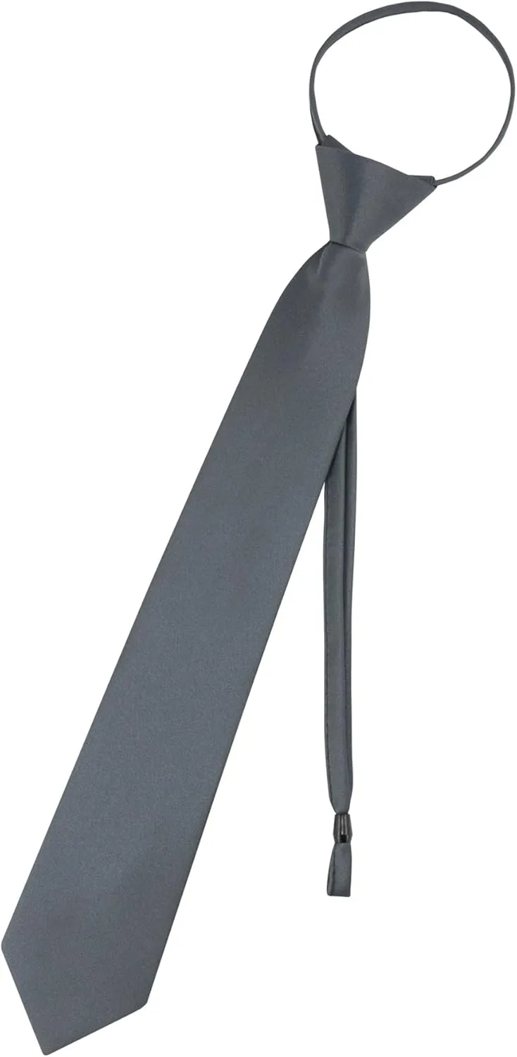 Vesuvio Napoli PreTied Men's Necktie Solid Color Mens Adjustable Zipper Neck Tie
